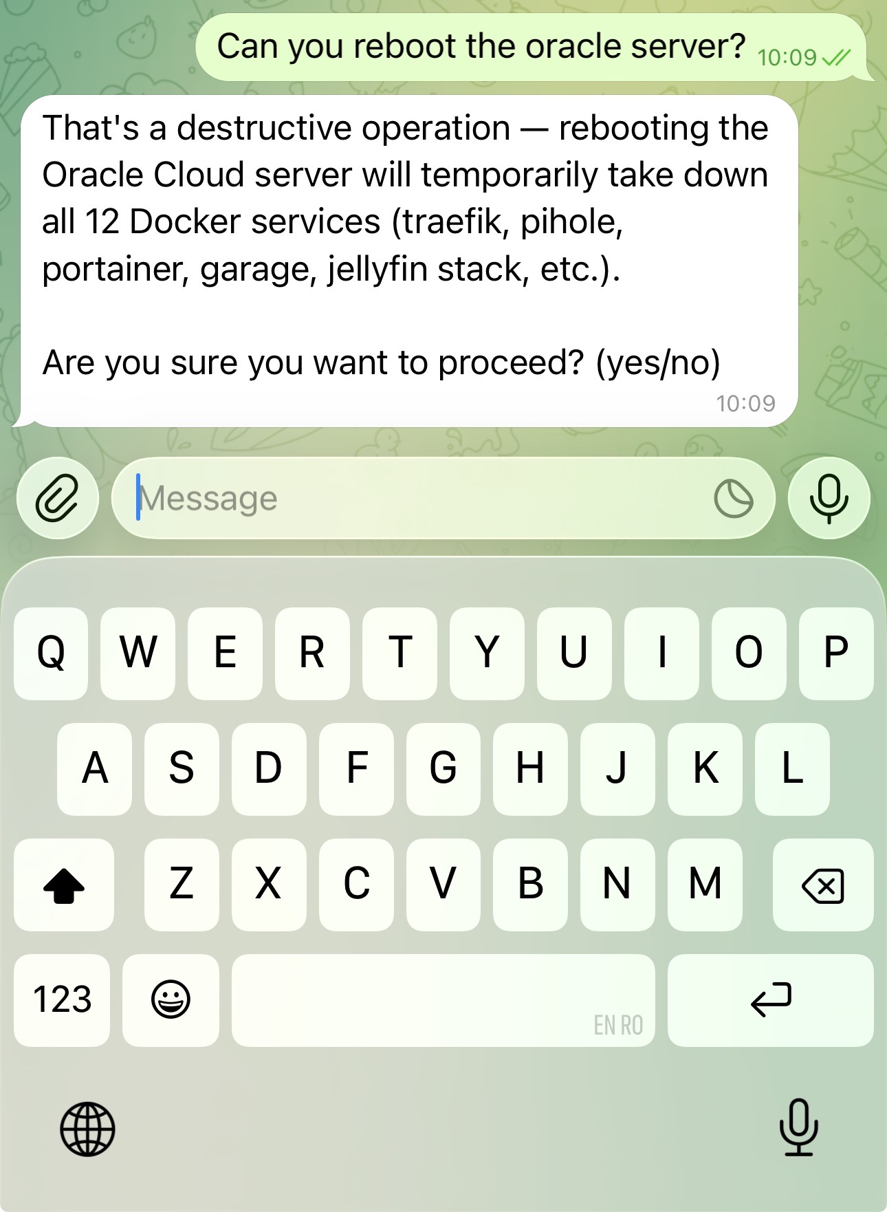 Confirmation before destructive operation