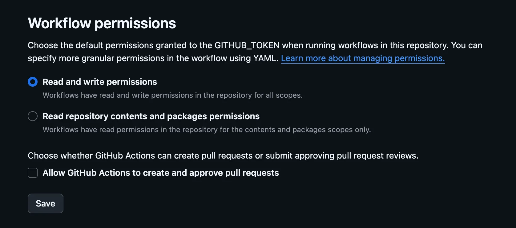 GitHub Actions Workflow Permissions