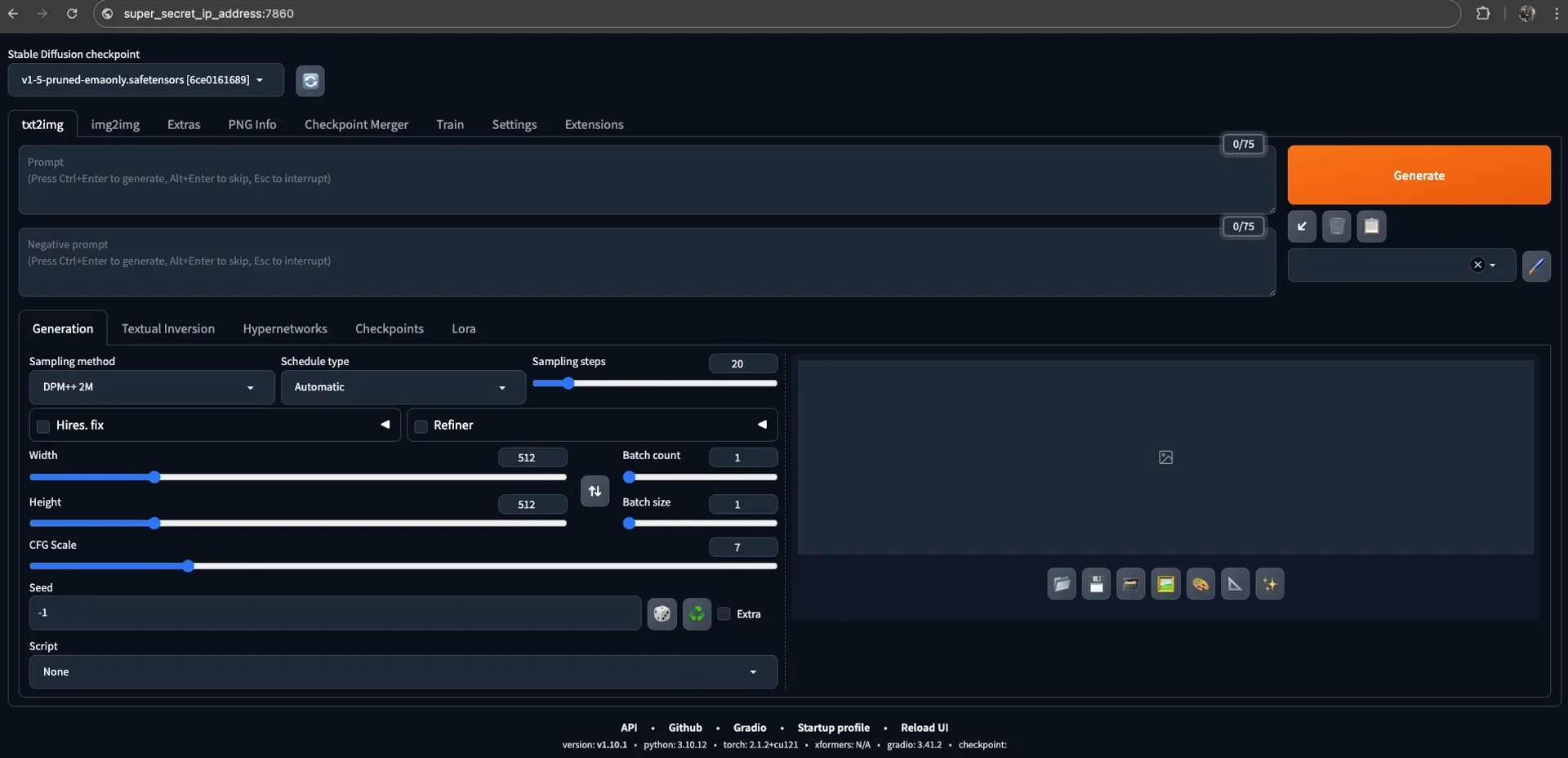 Stable Diffusion Web Interface