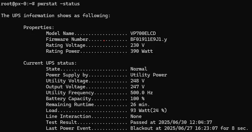 UPS monitoring dashboard