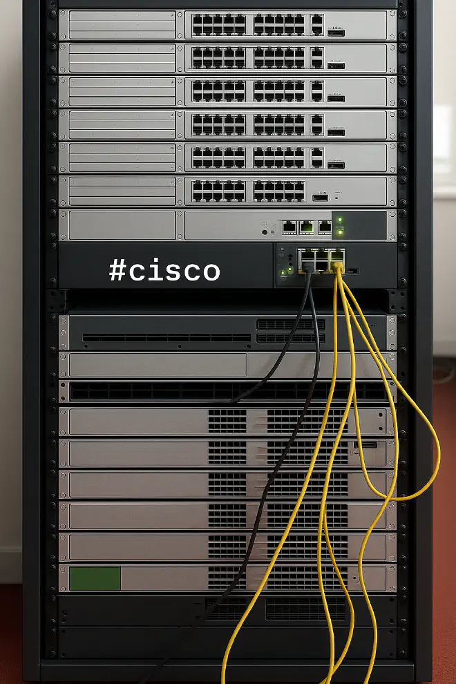 CISCO equipment rack we worked on in the lab