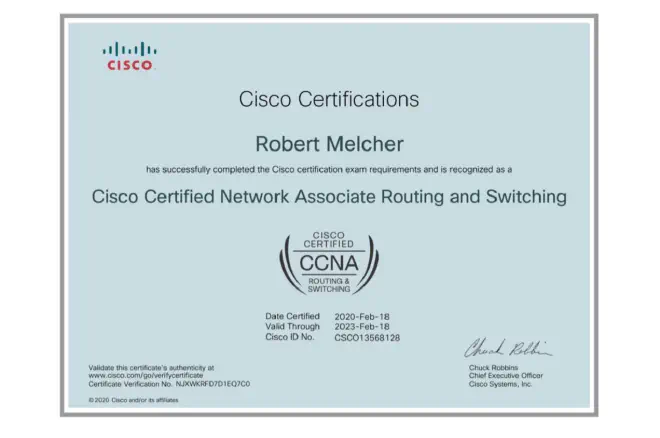 Personal CCNA certificate