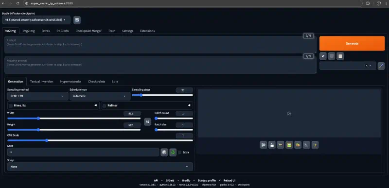 Stable Diffusion Web Interface