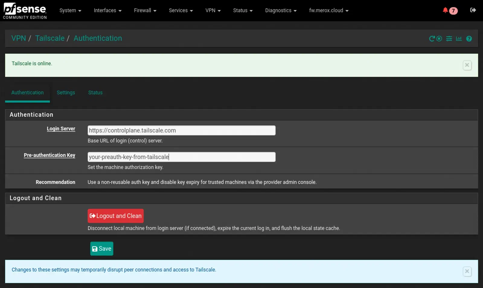 Tailscale pfSense Configuration