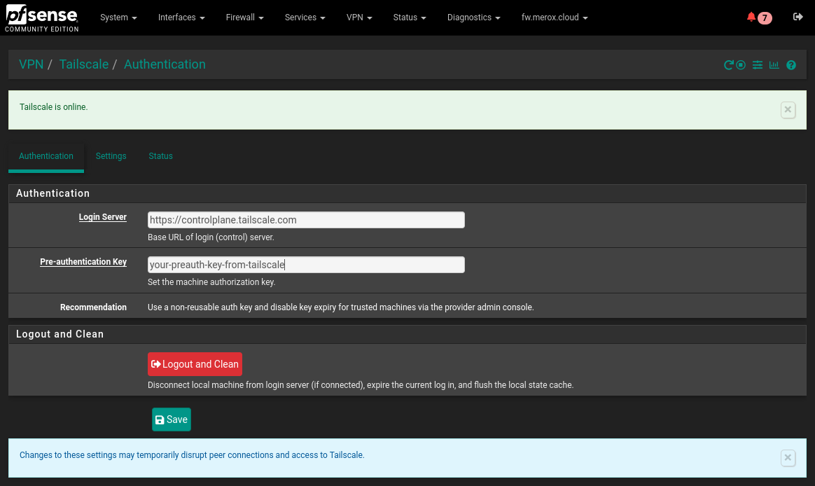 Tailscale pfSense