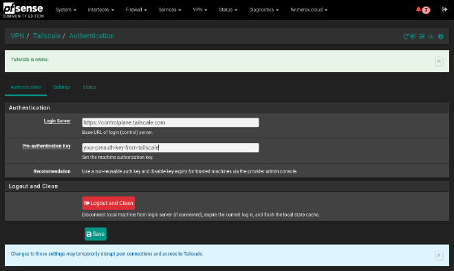 Tailscale pfSense