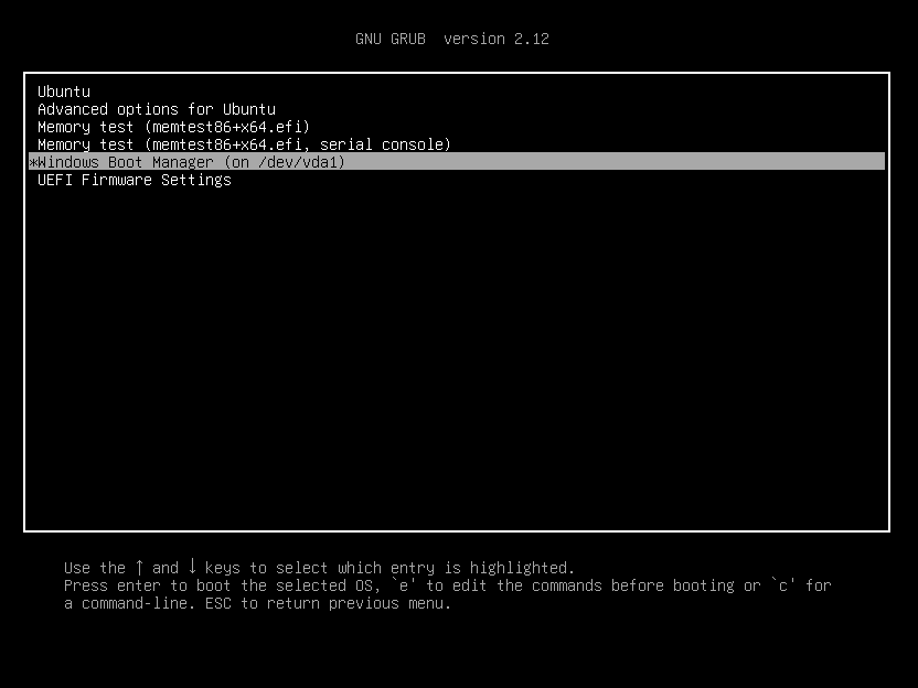 Computer with dual boot screen showing Windows 11 and Ubuntu 25.04 logos