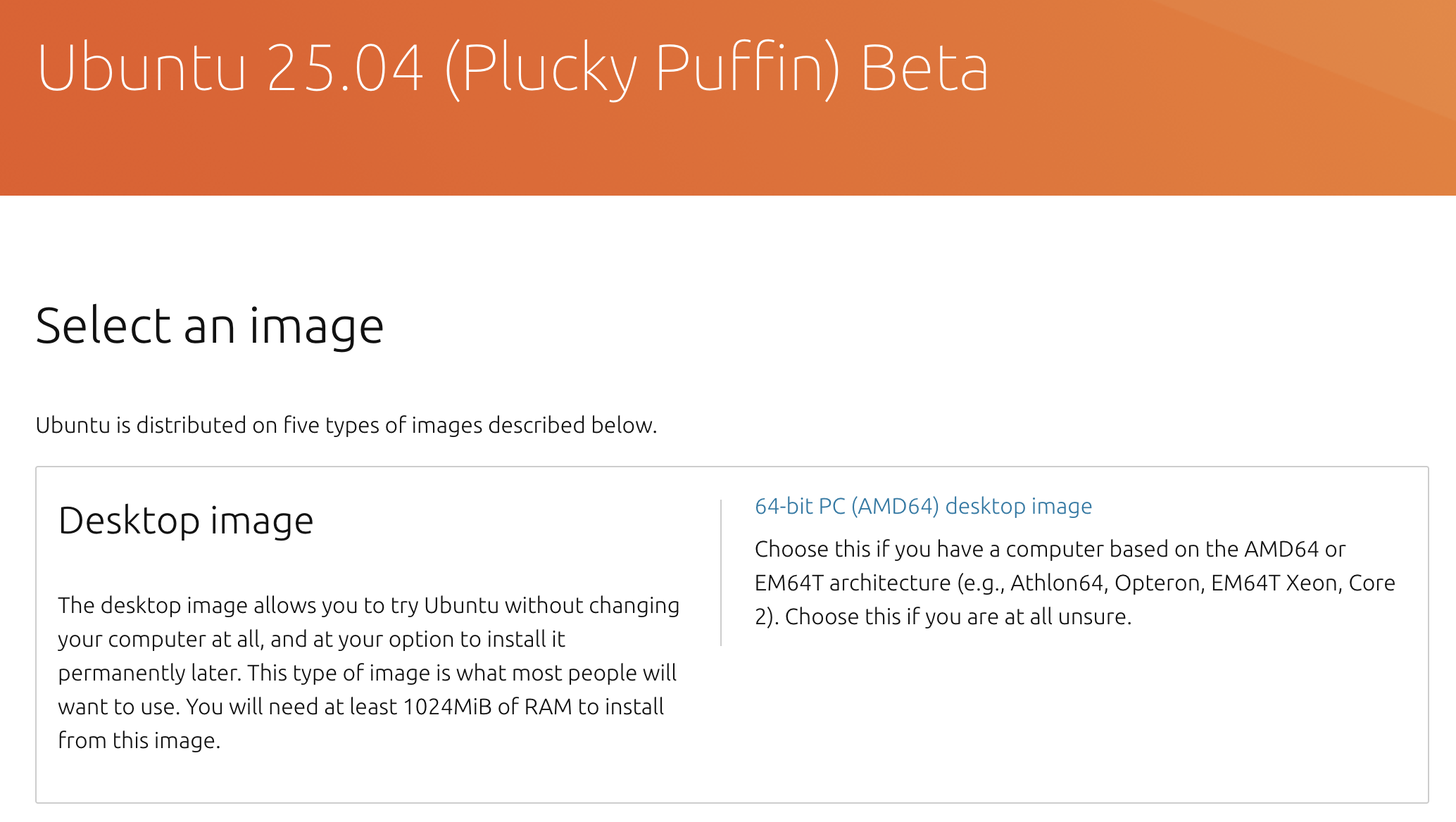 Ubuntu download page